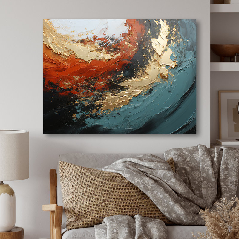 Orange et marbre orange, lave I - art mural abstrait en métal MT137149, H 24 po x l 32 po x P 1 po