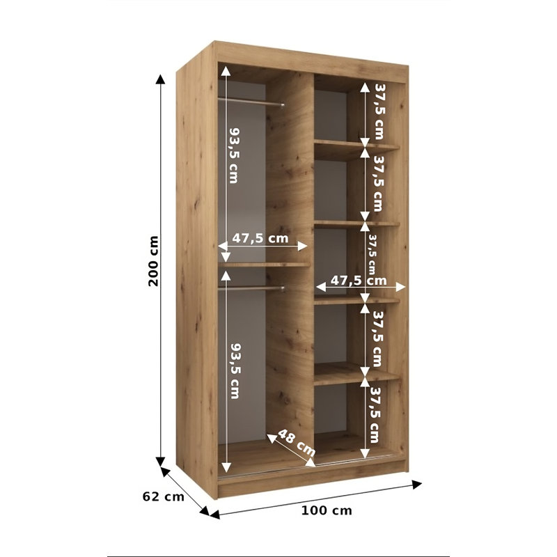 Abdurahmon 2 Door Manufactured Wood Wardrobe, Sonoma Oak