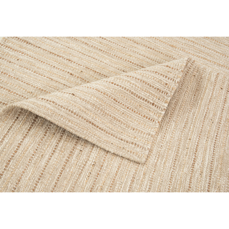 Tapis beige tissé à plat en jute / sisal / laine Ginnie, Rectangle 10 pi x 14 pi
