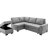 Sectional Couch -Bed With & , Soft Gray Velvet Seating Sleeper Fabric-672649313