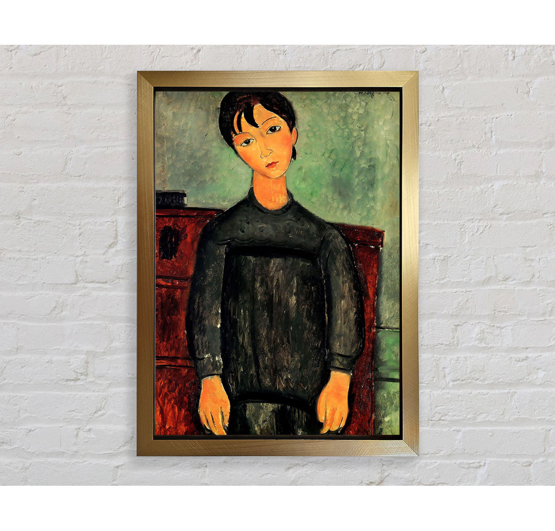 Mädchen mit schwarzem Gewand von Amedeo Modigliani - Einzelne Bilderrahmen Kunstdrucke