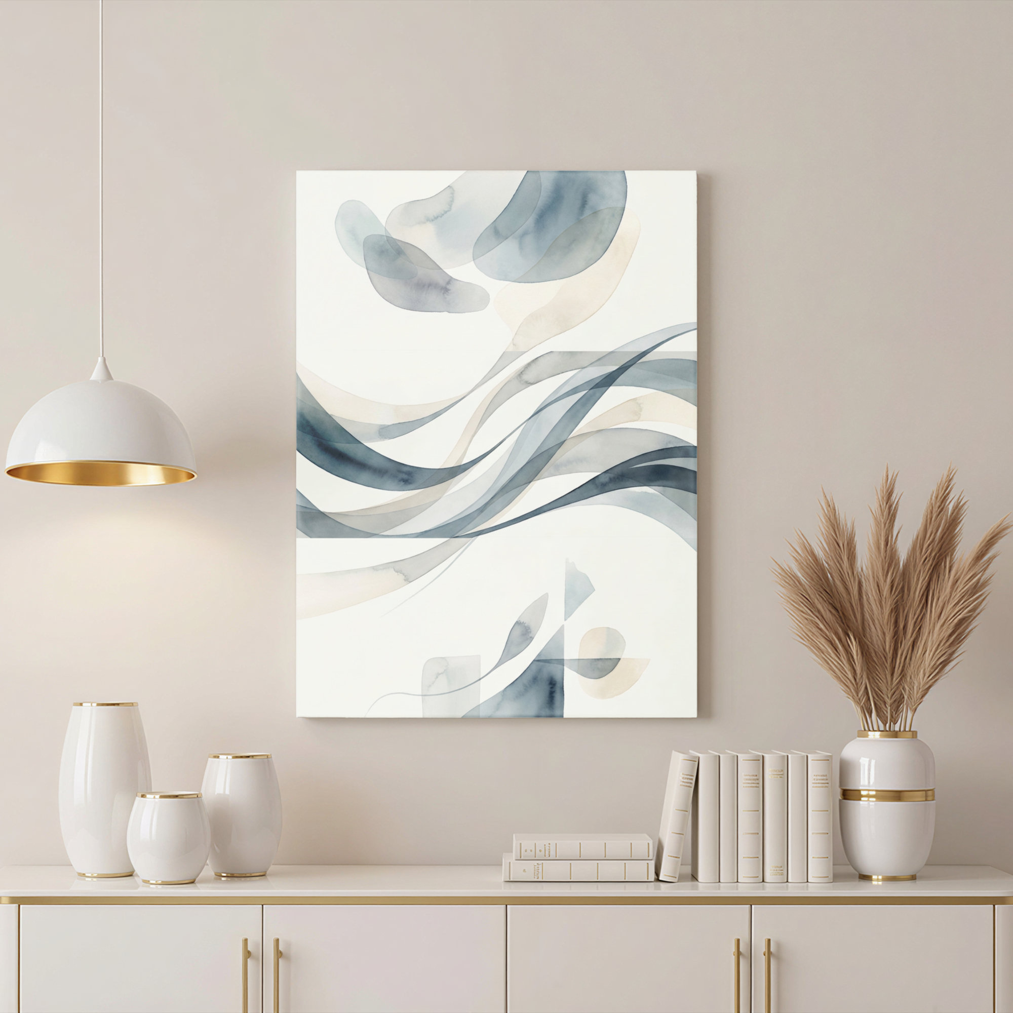 Winston Porter Abstract Watercolor Waves Canvas Wrapped Wall Art Oil ...