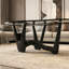 Table basse triangulaire abstraite en verre 43 po avec base sculpturale noire-1773246255-1773246261