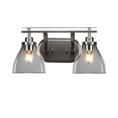 Barre d'éclairage de salle de bain 2 lumières Alirra avec verre 6,25 po