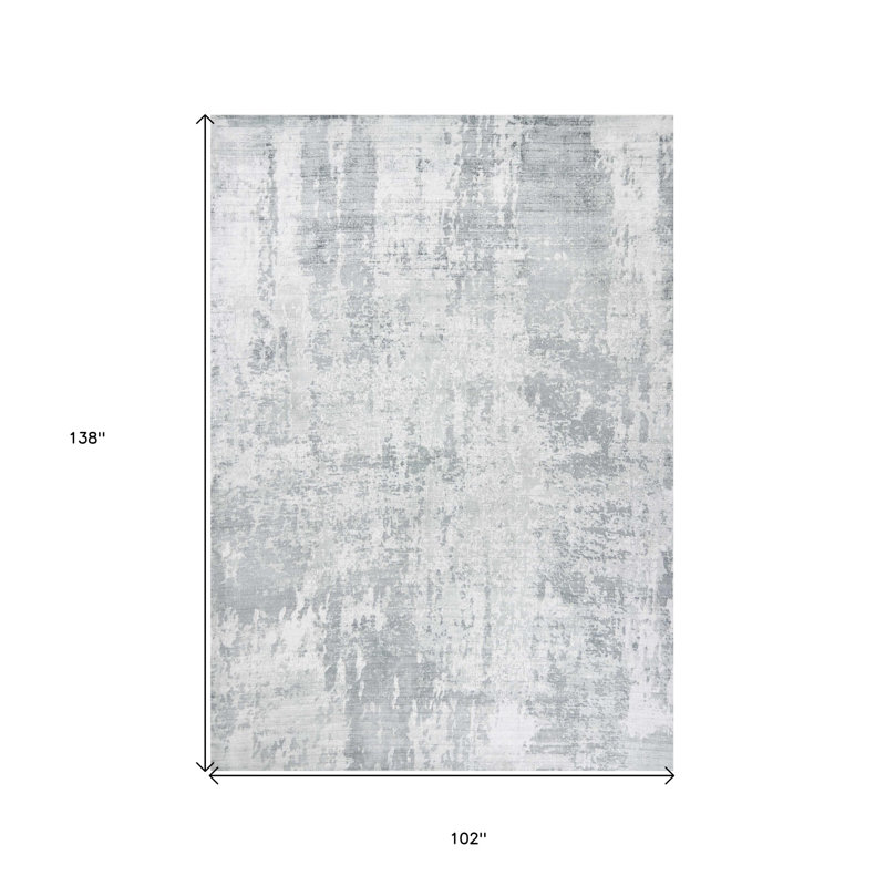 Tapis gris abstrait tissé à la main, Rectangle 8 pi 6 po x 11 pi 6 po