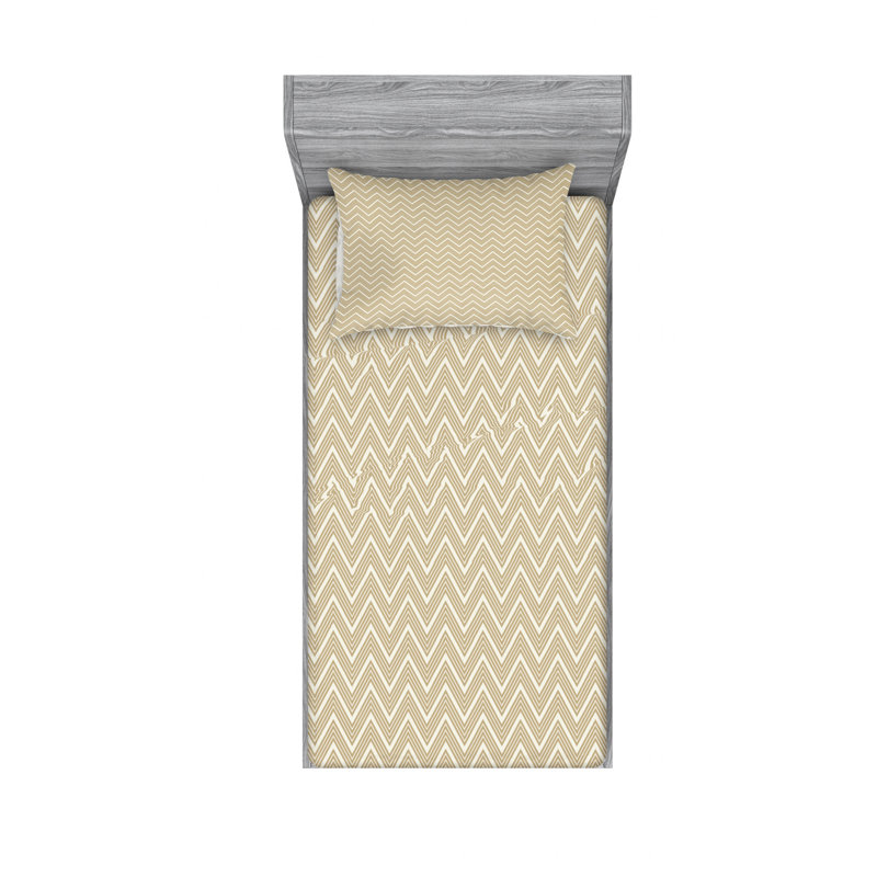 Microfiber Chevron Sheet Set, Twin Sheet Set with Fitted Sheet