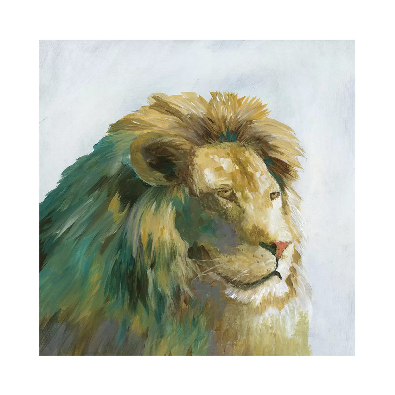 Jade Lion - Painting on Canvas, 45.72 cm H x 45.72 cm W x 1.91 cm D, Wrapped Canvas
