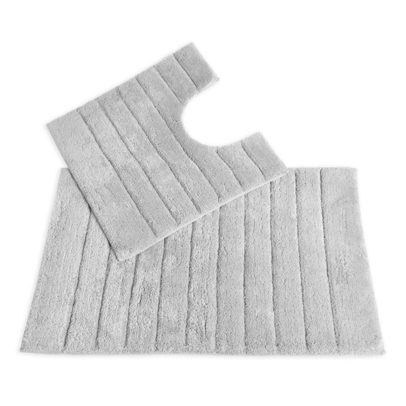 Linear Ribbed Two Piece Bath Mat Set, Dove Grey