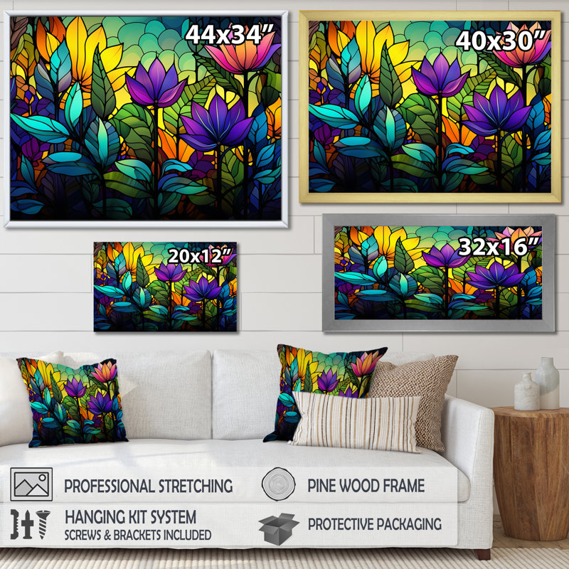 Mosaïque colorée de la jungle tropicale - art mural Jungle Large, Cadre d'angle fermé noir, H 12 po x l 20 po x P 1 po