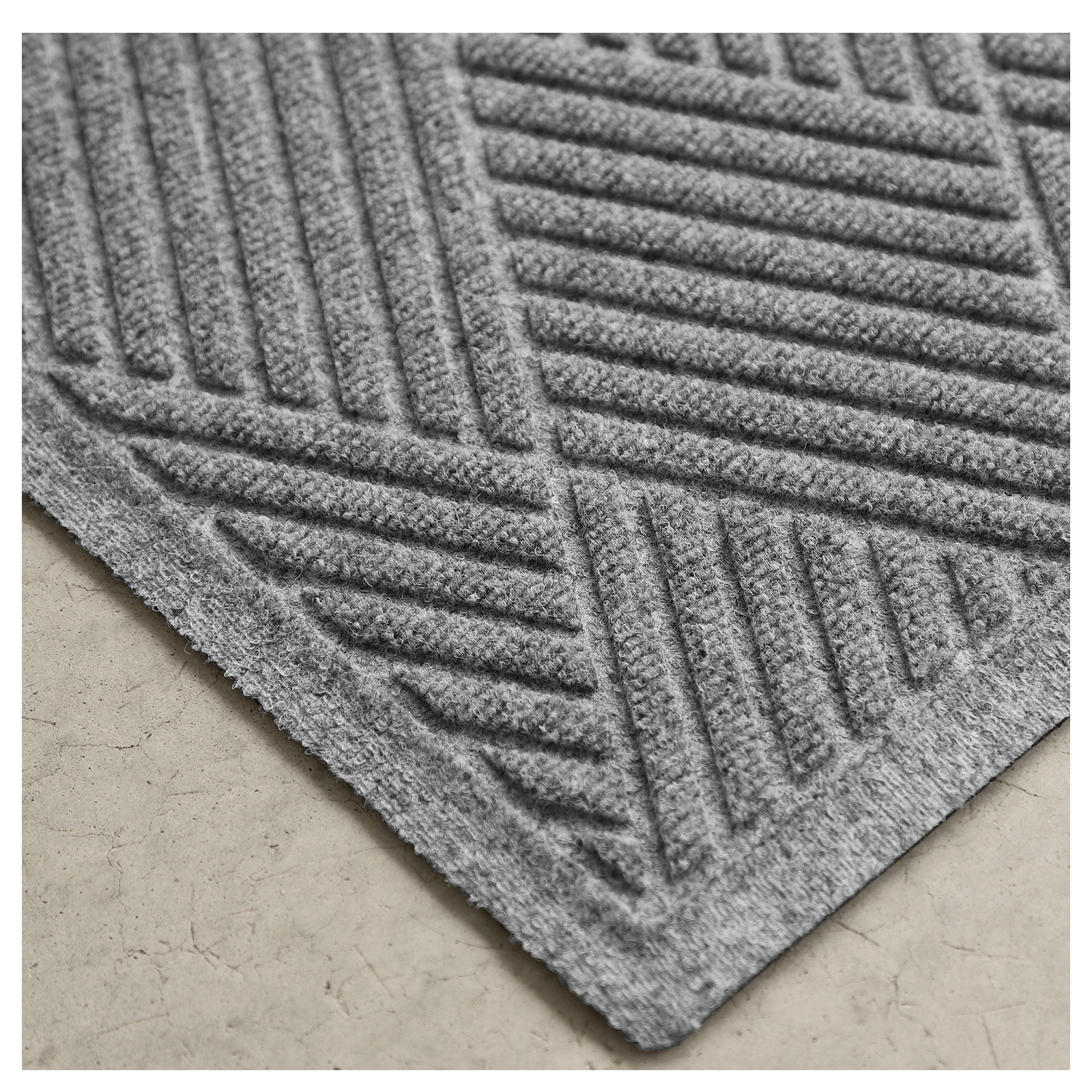 Waterhog Diamonds Indoor Outdoor Doormat, Medium Gray, Half Oval 24" x 39"