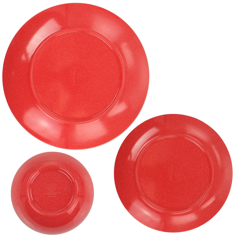 Red Melamine 12-Piece Outdoor Dinnerware Set