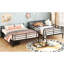 Lit superposé double au-dessus de grand lit double, noir. Structure en fer assurant. Gain de place pour. Option d'assemblage facile-1475042055