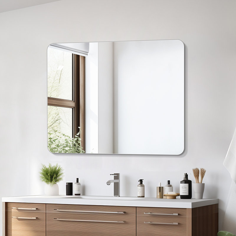 Frameless Wall Mounted Mirror Horizontal or Vertical HD Shatterproof Bathroom Vanity Mirror, 30" x 40"
