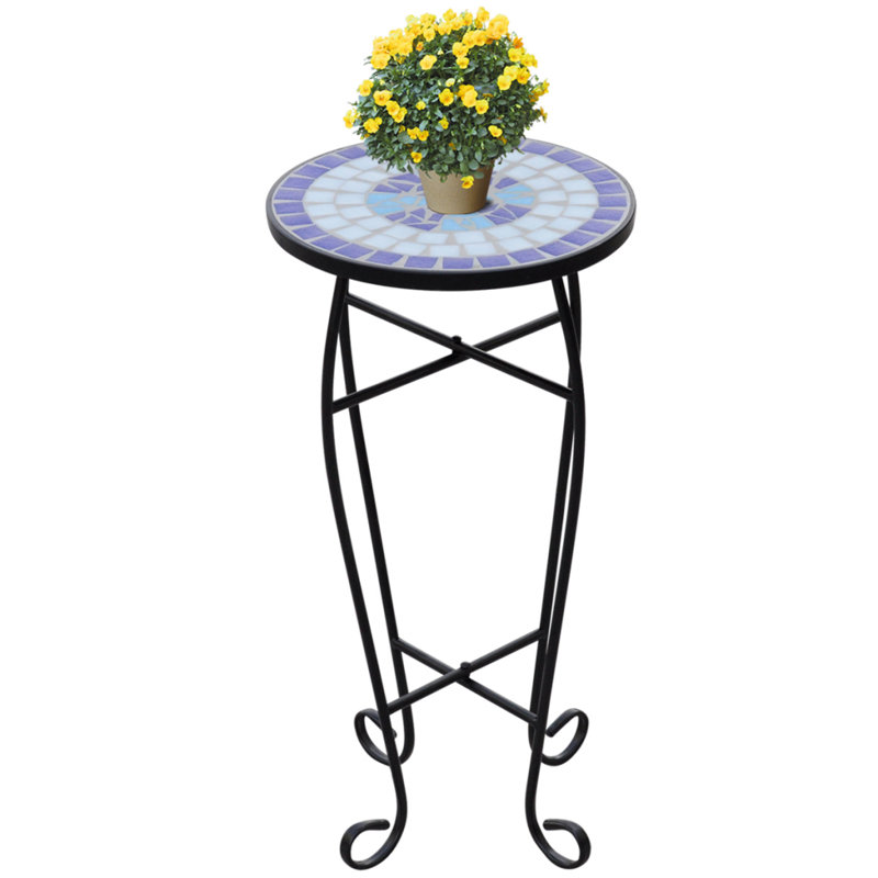 Plant Stand, Blue/White