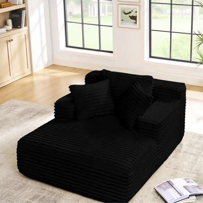 Méridienne rembourrée en velours côtelé rembourré de mousse noire avec siège profond pour divers espaces - Confortable, utilisation flexible, rembourrage de soutien élevé, bureau à domicile à extension rapide et peau d'hôtel