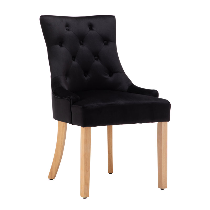 Avia 52cm H Velvet Upholstered Dining Chair, Black