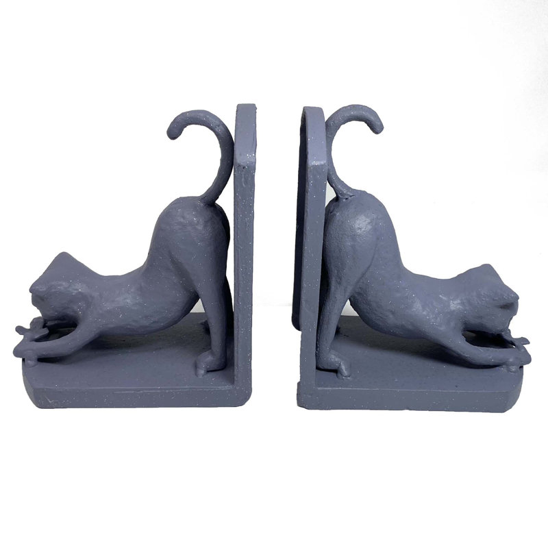 CAT Iron Book Ends 13cm, Grey Shimmer
