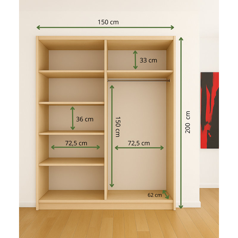 Ajtene 2 Door Wardrobe, Natural Wood