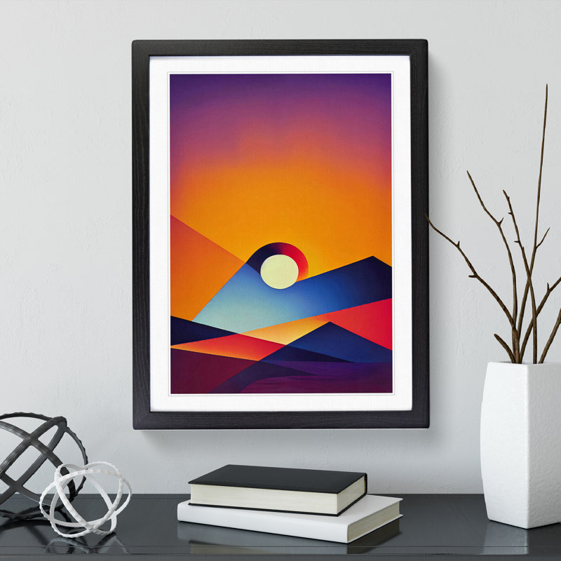 XV1022-5055X Vivid Sunset Abstract - Print, Black Framed, 66cm H x 48cm W, White