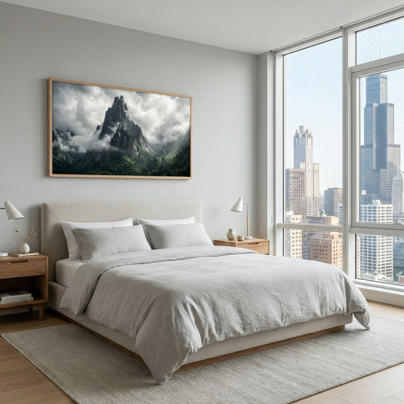 «Mountain Clouds», reproduction d'art sur toile encadrée, ensemble de 1 48 po x 24 po, 48 x 24 pouces