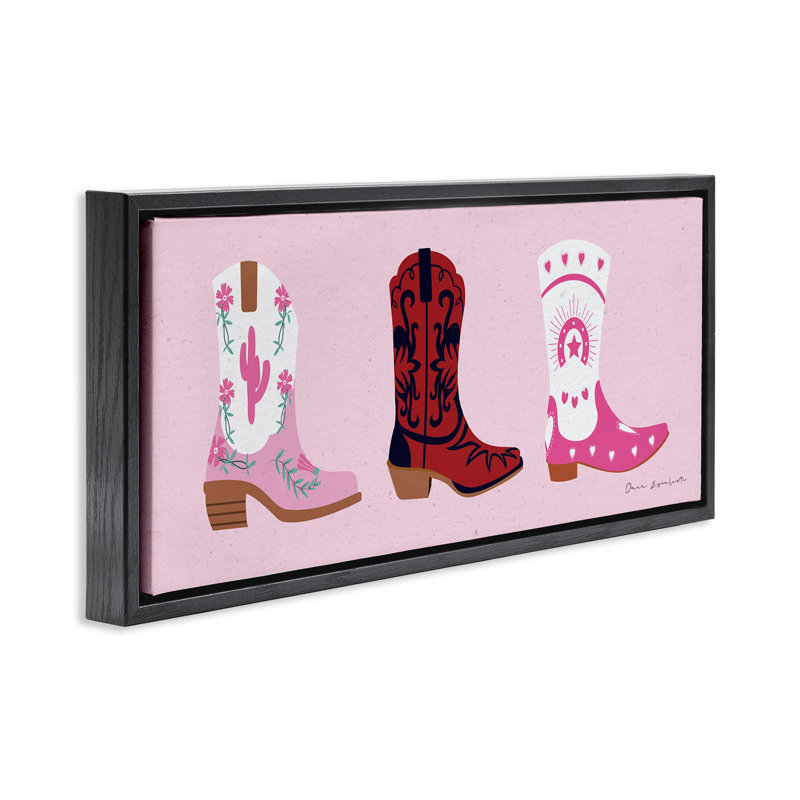 Diverses bottes de cow-boy, H 11 po x l 25 po, Cadre flottant noir de jais