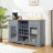 Modern Farmhouse Buffet Cabinet, Sideboard with 2 Drawers and Elegant Glass Door Cabinets