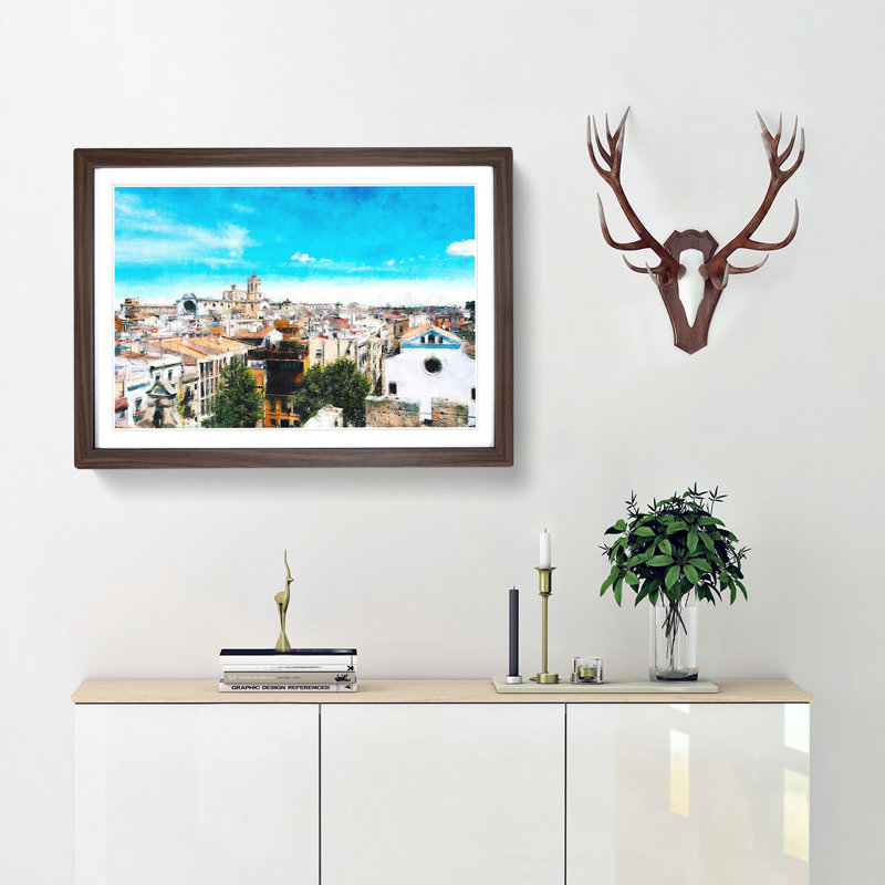 View of Tarragona in Spain - Picture Frame Painting Print, Walnut Framed, 62cm H x 87cm W x 2cm D