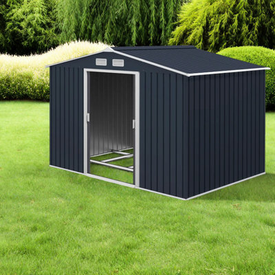 Remises en métal durables, conception moderne gris foncé, rangement extérieur spacieux