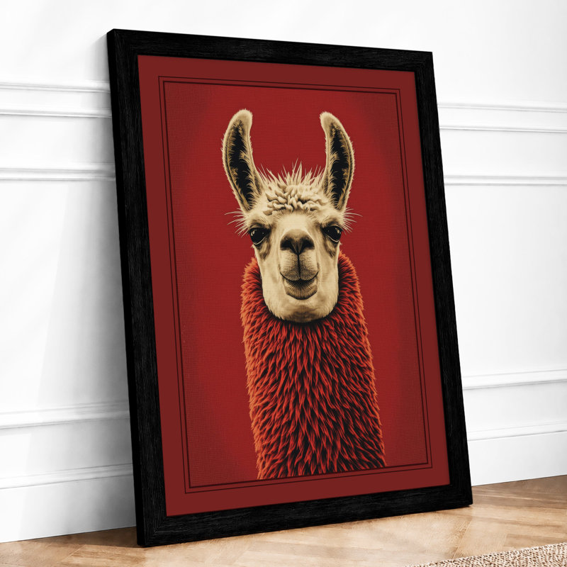 Llama Portrait Modern - Framed Print, A1 - 84.1 x 59.4 cm, Black