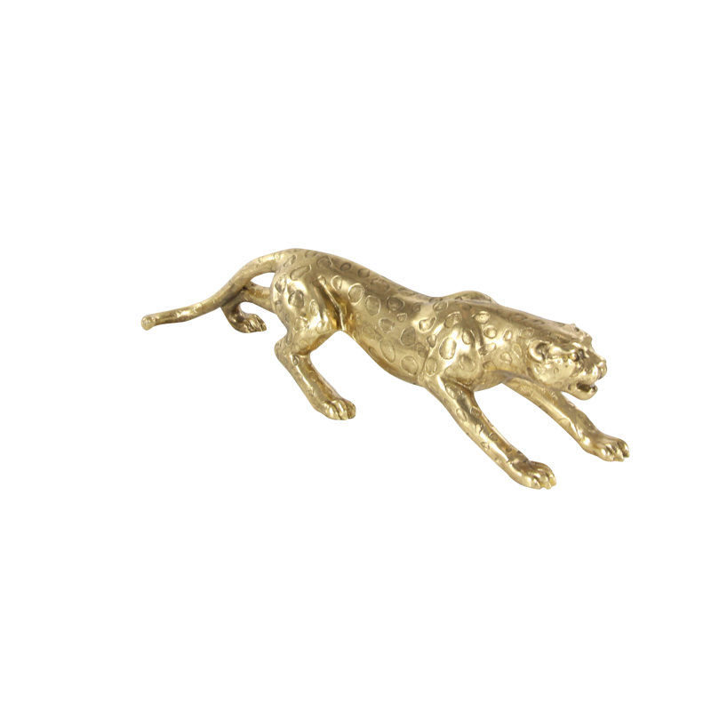 Polystone Leopard Decorative Sculpture, 8" H x 34" W x 8" D, Gold