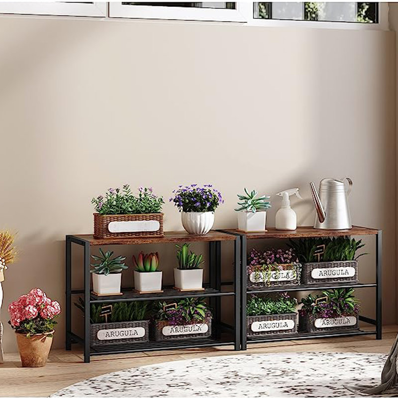 6 Pair Shoe Rack Entryway Shoe Storage, Natural/Black