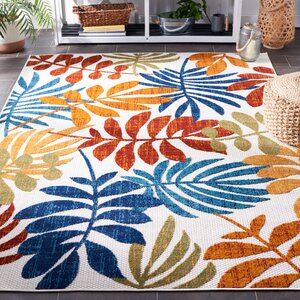 Anakin Floral Red/Blue Indoor / Outdoor Area Rug