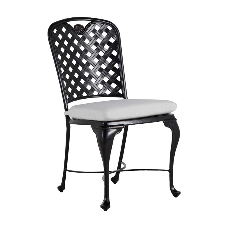 Provance Patio Dining Side Chair with Cushion, Ancient Earth, No Welt, Linen Forest