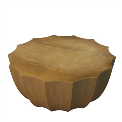 Round MgO Coffee Table with Cement Finish, 35.43-Inch, practical for Indoor Outdoor Living Spaces