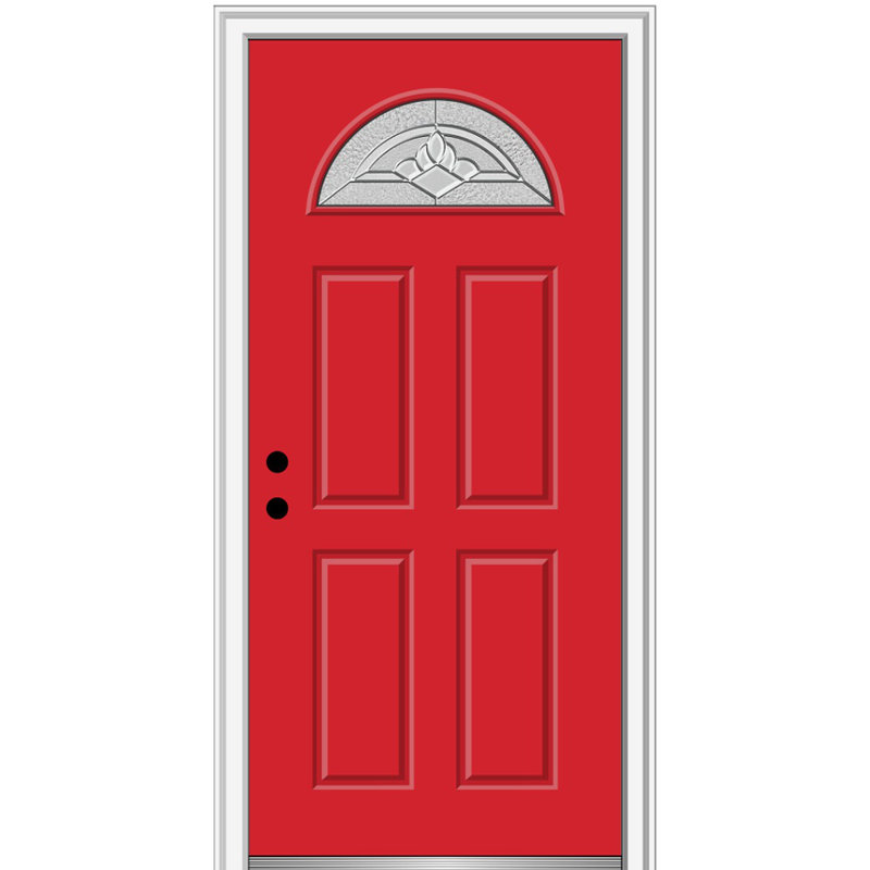 Porte d'entrée pré-suspendue en fibre de verre 1/4 panneau 4 panneaux Grace Grace, H 80 po x l 36 po x P 1,75 po, Naval