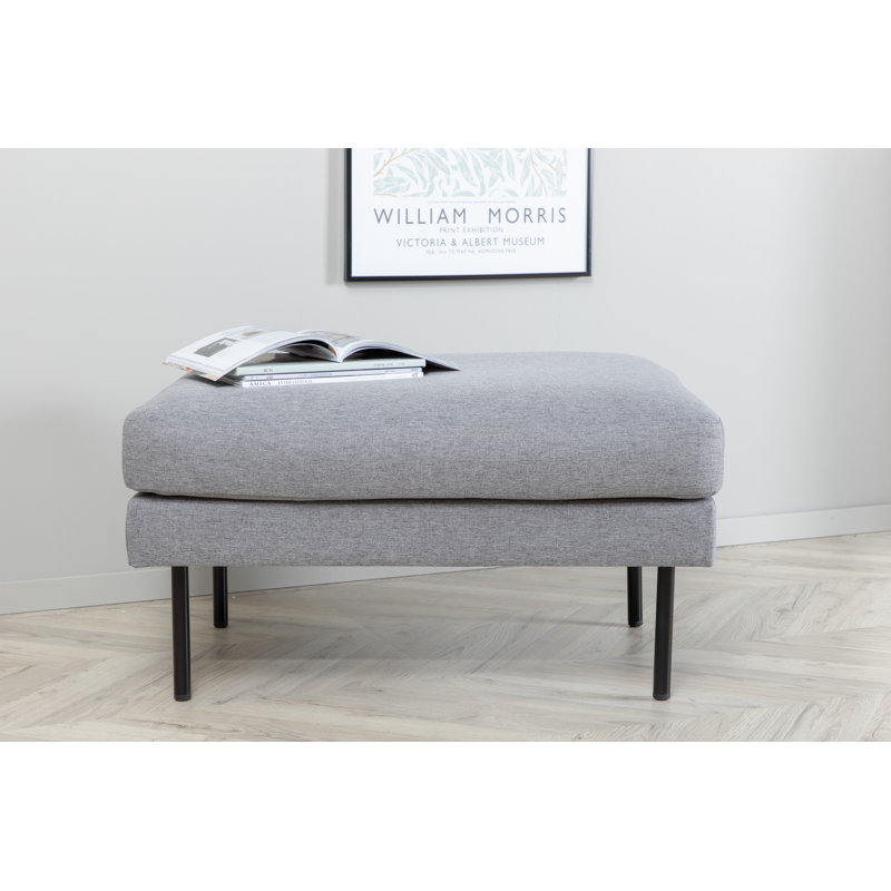 Dareon 64cm Wide Velvet Rectangle Ottoman, Grey