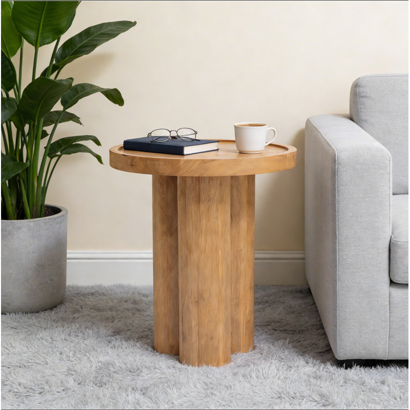 Table de bout ronde en bois massif