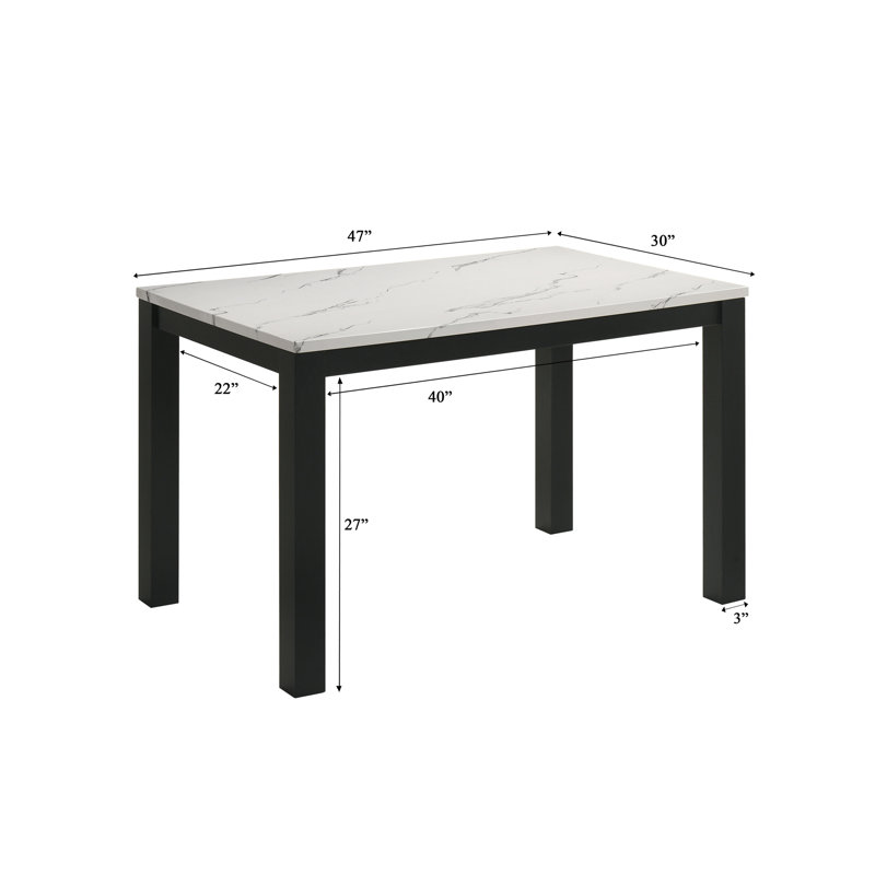 Meuble de salle à manger 1pc, H 30,1 po x l 47,2 po x P 29,5 po, Noir, blanc / noir, Faux marbre, bois