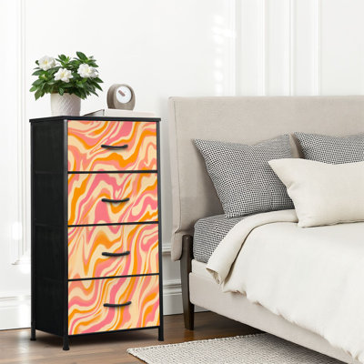 4 Drawer Dresser for Bedroom, Narrow Chest of Drawers, Wooden Top and Study Iron Frame 18"x37.5"-(WxH)