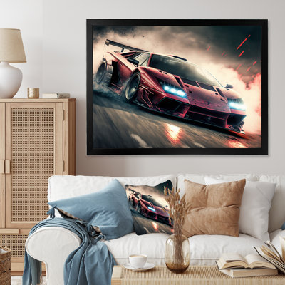Red Italian Lambo Sports Car Racing In Urban Setti " Red Italian Lambo Sports Car Racing In Urban Setting II "