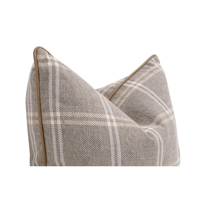 Ensemble de 2 coussins décoratifs en polyester 22 po (ensemble de 2), Tissu écossais gris, Coton / polyester / duvet