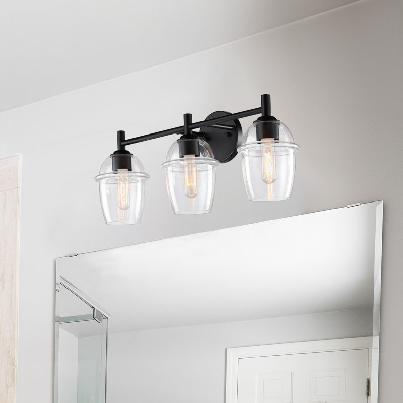 Éclairage pour meuble-lavabo à intensité variable Lecy, Noir mat, 4 lumières, 32 po de largeur