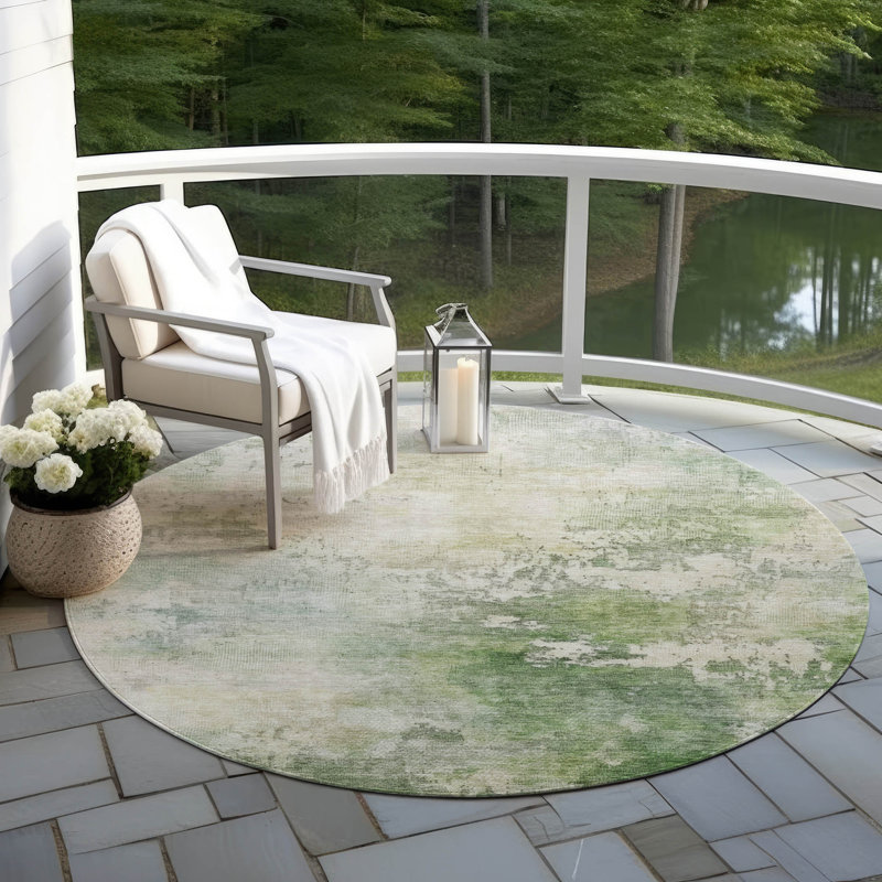 Tapis intérieur / extérieur vert Agatha , 8 pi x 8 pi