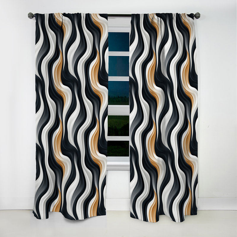 Rideau occultant rayé blanc et noir Minimalist Elegance II - 1 panneaux, L 52 po x L 120 po