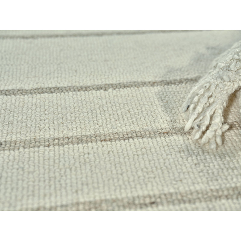 Exquisite Rugs Castine Handmade Hand-Tufted New Zealand Wool On Canvas Beige/Ivory Area Rug, Rectangle 8' x 10'