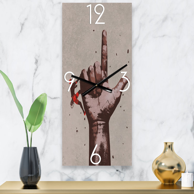 Finger pointant vers le haut avec horloge murale, Grand