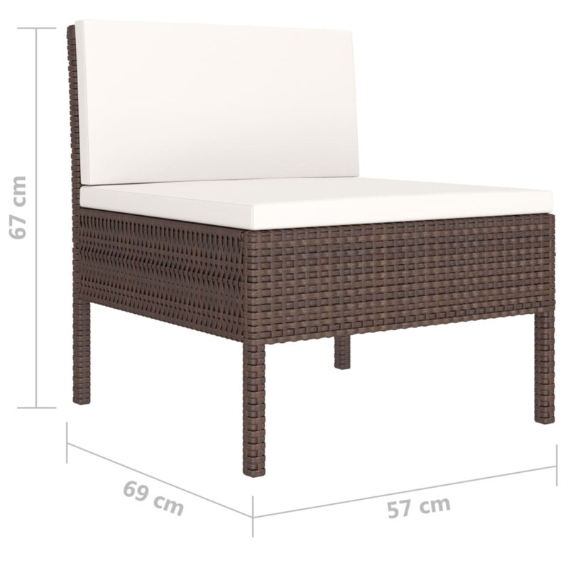 Méridienne 6 pièces avec coussins Millersville, Crème / blanc, Brun