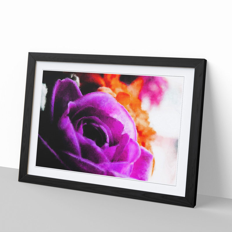 Purple Rose Flower Vol.5 - Framed Print, 48cm H x 65cm W x 2cm D, Black Framed
