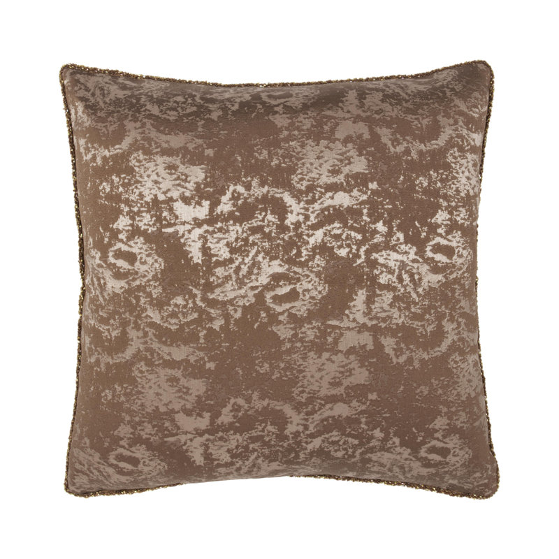 Mica Brocade Woven Throw Pillow, Polyester, Brown