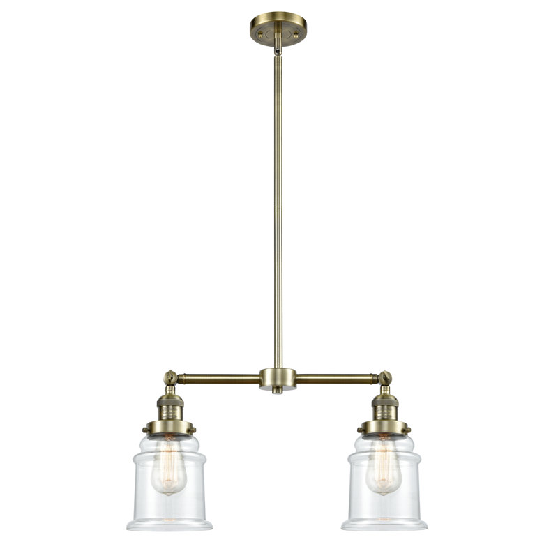 Galaviz 2 - Light Kitchen Island Pendant, Antique Brass, Clear, No Bulb Included